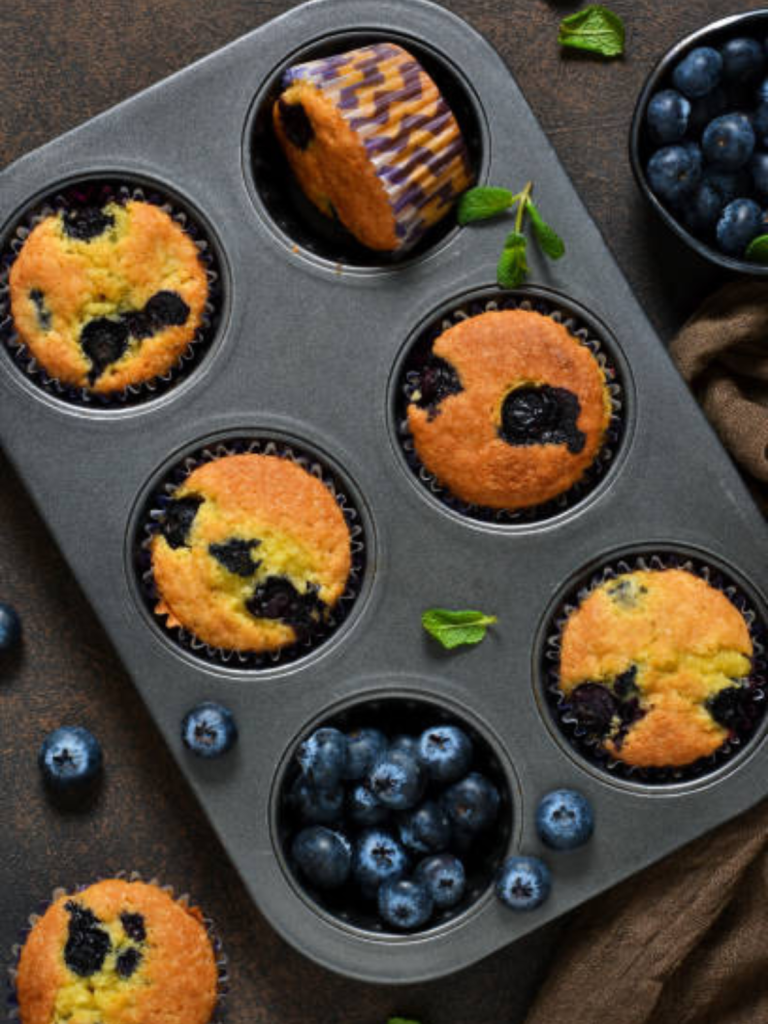 Coconut Flour Blueberry Muffins (Sweetened with Honey)