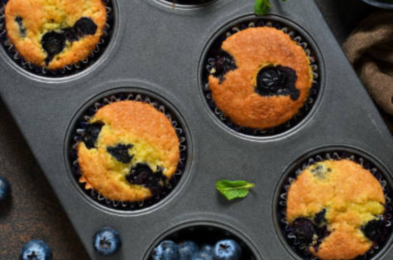 Coconut Flour Blueberry Muffins (Sweetened with Honey)