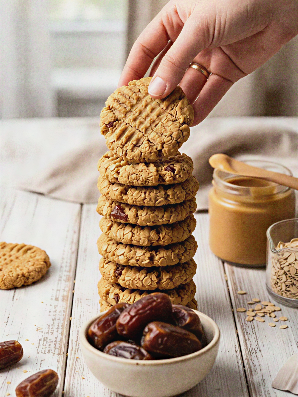 Date-Sweetened Peanut Butter Oatmeal Cookies (Without Refined Sugar)