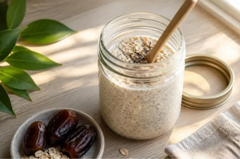 Date-Sweetened Overnight Oats Breakfast Made Without Refined Sugar