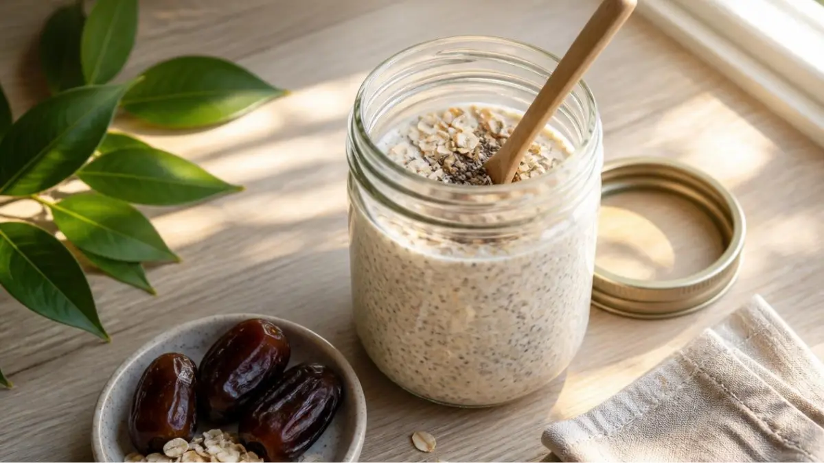 Date-Sweetened Overnight Oats Breakfast Made Without Refined Sugar