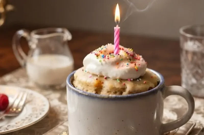 Sugar-Free Birthday Mug Cake: Soft, Fluffy & Ready in 3 Minutes